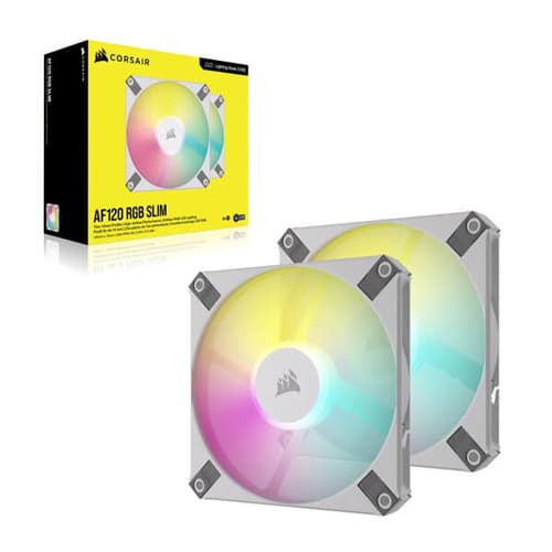 Corsair iCUE AF120 RGB SLIM 120mm Cabinet Fan – White (Twin Pack)